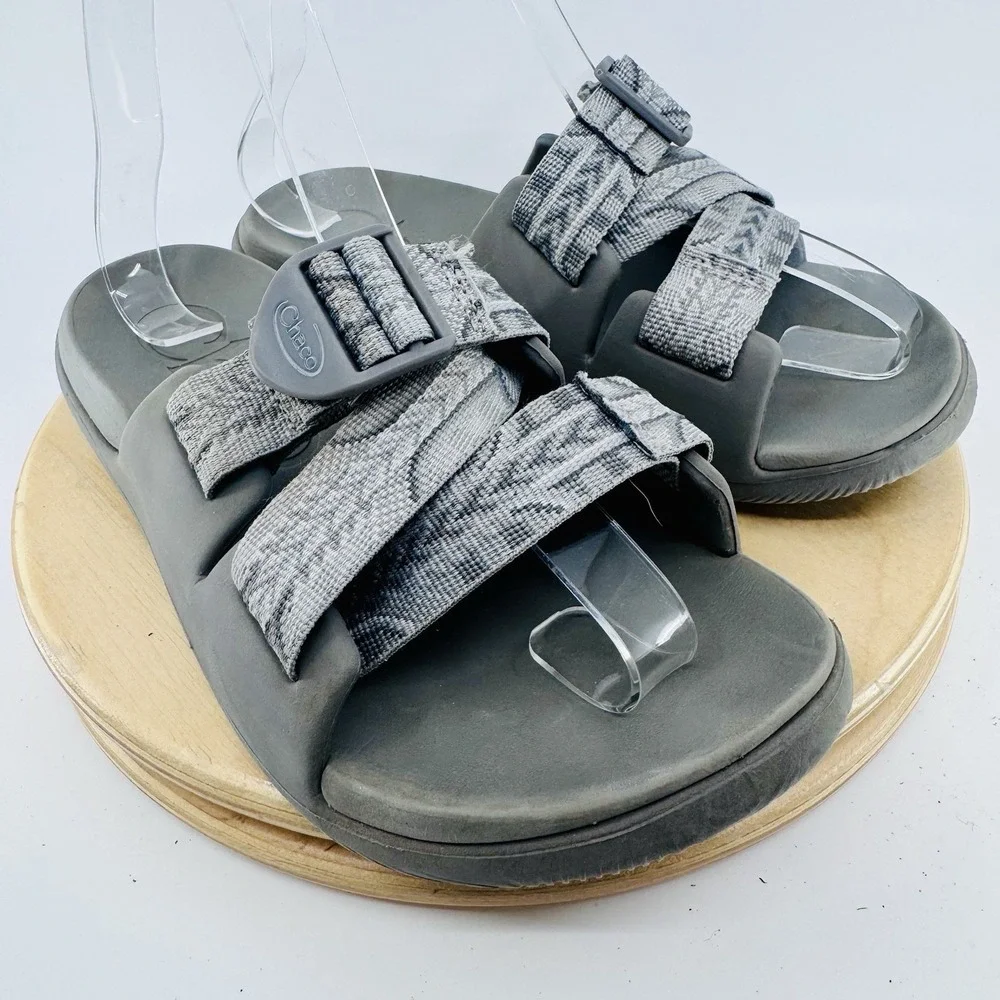 Chaco Chillos Slide Sandals Womens 7 Gray Lightweight Comfort Recovery Shoes